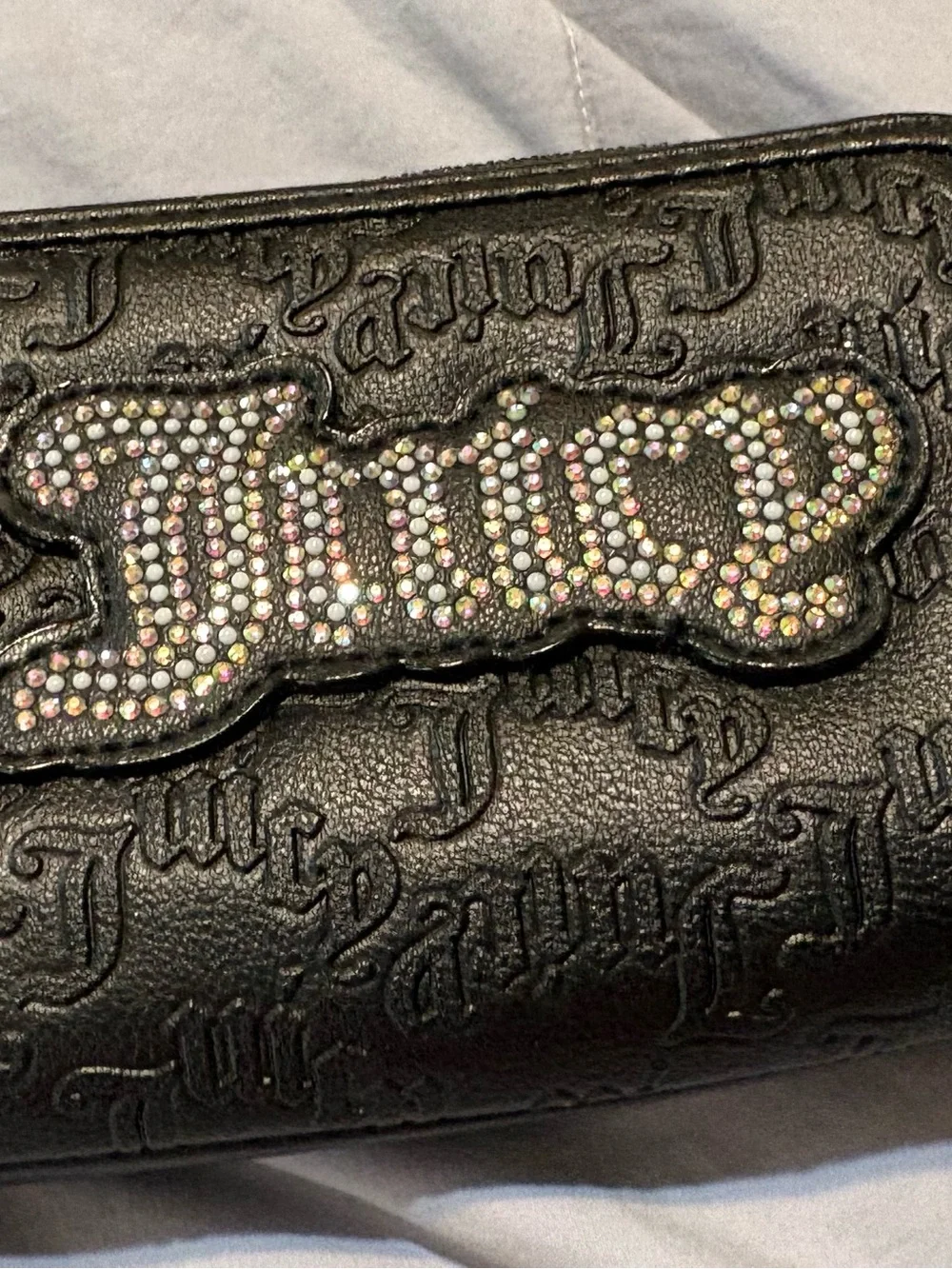 Juicy Couture Black Clutch with Crystal Logo Accents